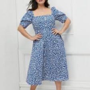 ELOQUII Elements Puff Sleeve Fit And Flare Dress